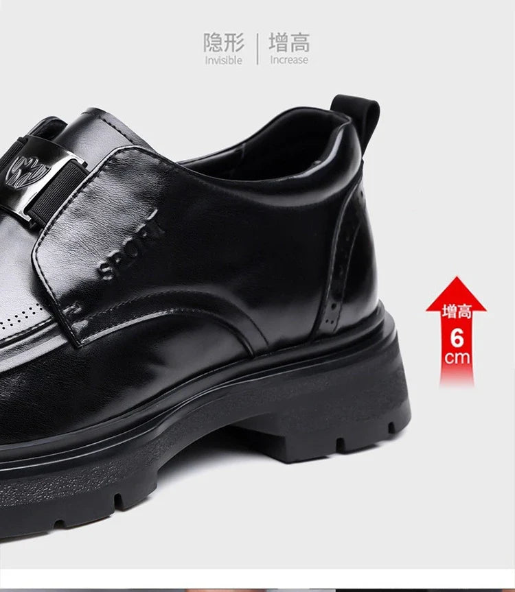 Spring Autumn New Increase Leather Shoes for Men Black Business Casual Platform Shoes Male Fashion High Quality Dress Shoe Man