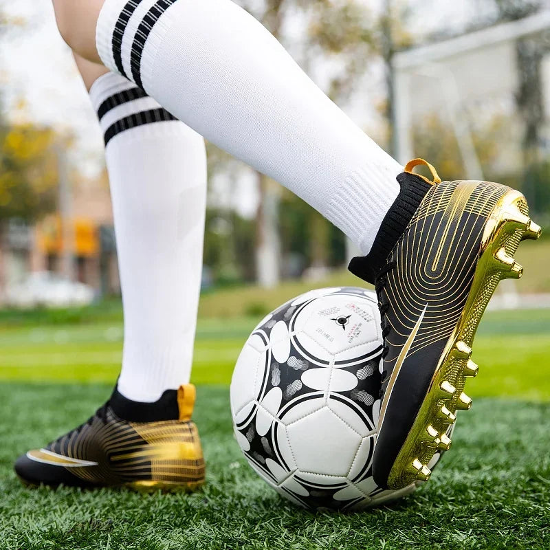Men Soccer Shoes Ankle Outdoor Long Spikes Football Boots TF Professional Grass Cleats Unisex Football Shoes Chuteira Society