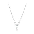 Moissanite Pearl Necklaces for Women, Dainty 925 Sterling Silver Choker Double Layer Necklace Elegant Jewelry Necklaces