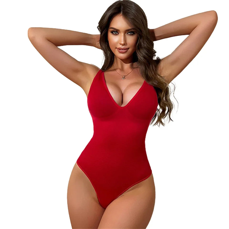 Wechery Slimming Underwear Bodysuits Tummy Reducing  Waist Trainer Shapewear Sexy Deep V Halter Top Two Ways To Wear