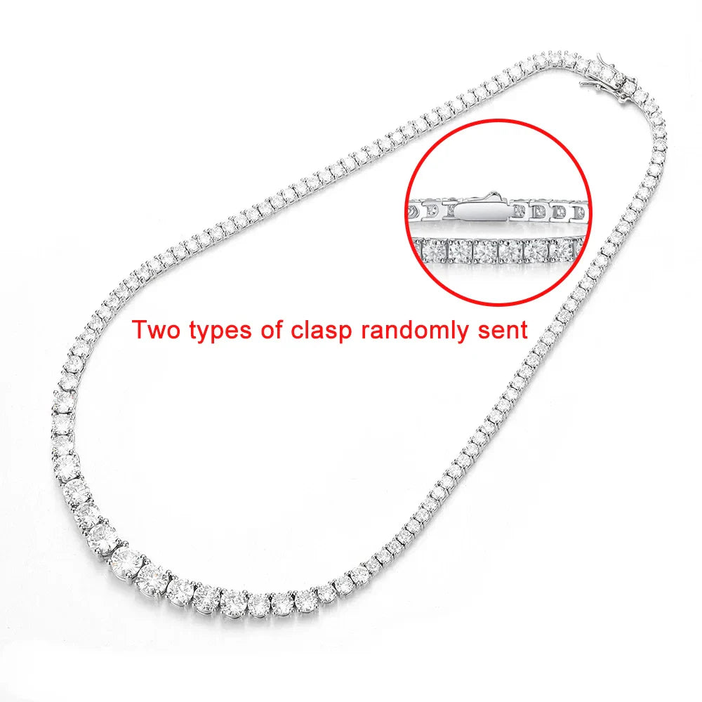 Moissanite Diamond Tennis Necklace with Certificate 3-5mm Size Gradient Diamond Riviera Necklace S925 Silver Choker for Women
