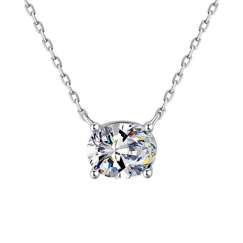 East West Oval Cut Moissanite Pendant Necklace for Women 1/2carat Solitaire Diamond Neck Chain 925 Sterling Silver Fine Jewelry