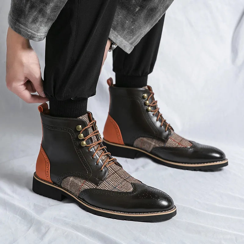 Retro Black Men's Leather Boots