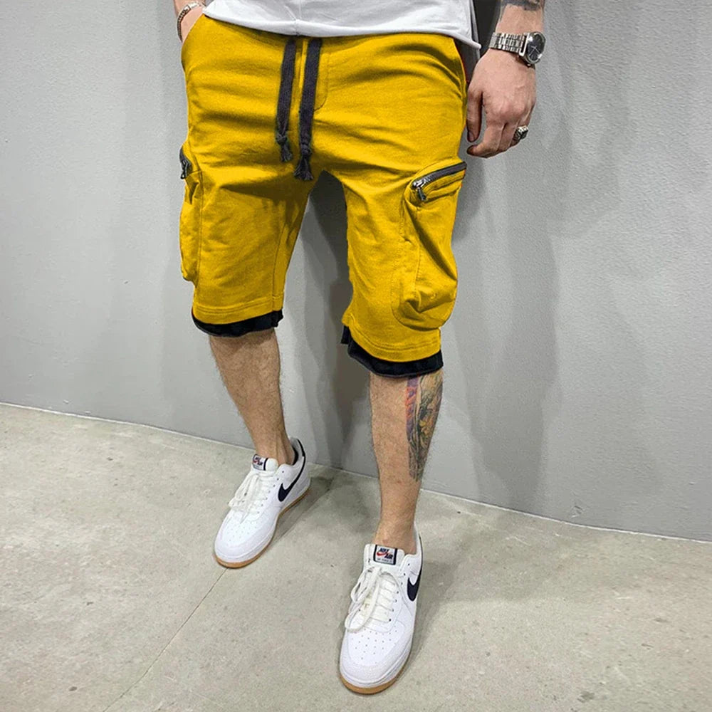 Men‘s Cargo Shorts Cotton Workout Fitness Shorts Breathable Jogger Training Gym Bodybuilding Multi Pocket Thick Shorts