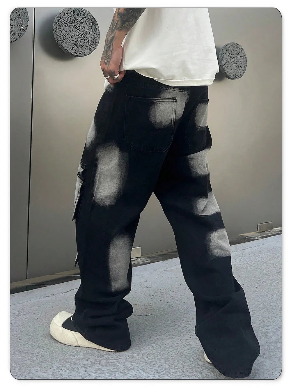 Trousers Streetwear Aesthetic Men's Jeans Tie Dye Man Cowboy Pants Wide Leg Hip Hop Goth Soft Cotton Original Multi Bag Jeans