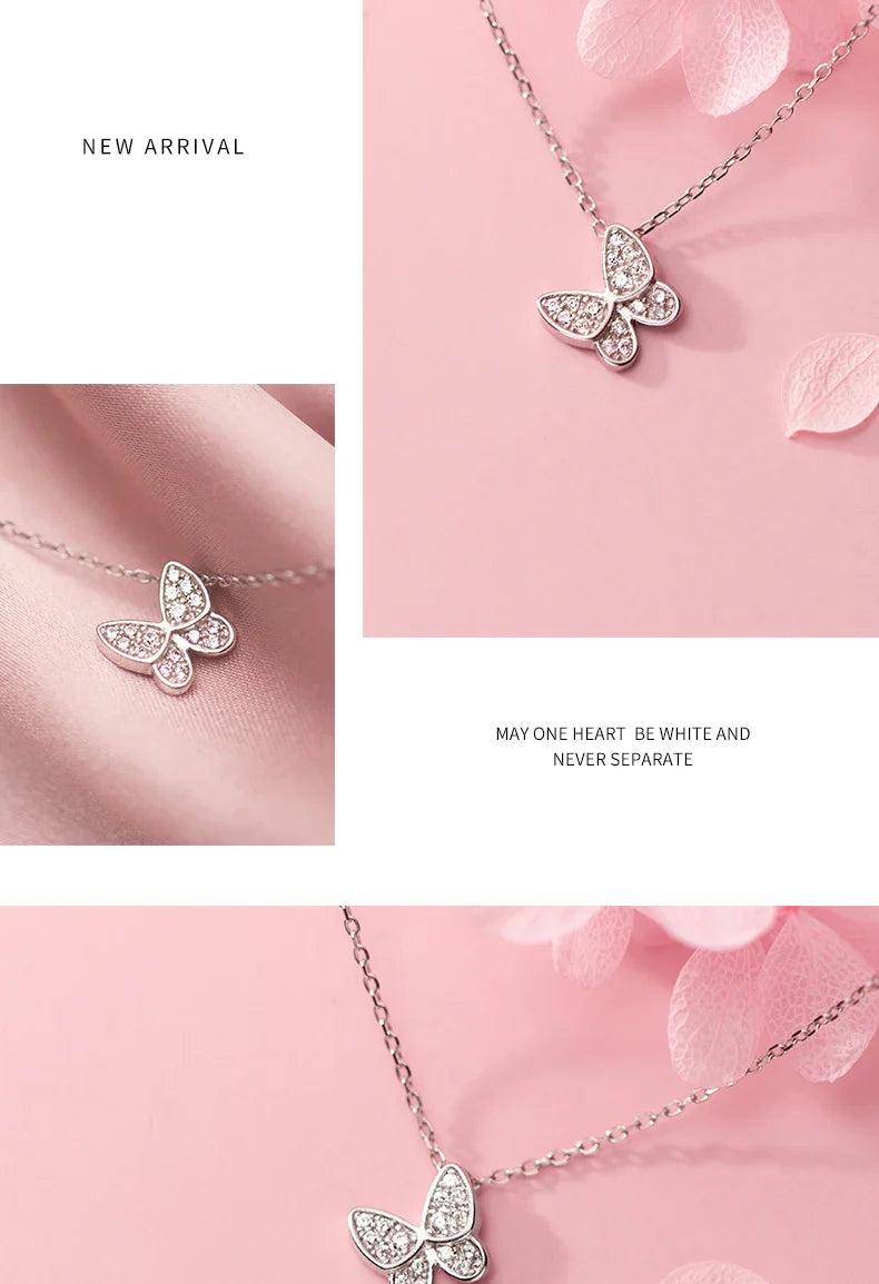 2025 New 925 Sterling Silver Sparkling Zircon Dancing Butterfly Tiny Mini Pendant for Women Fine Jewelry Birthday Gift