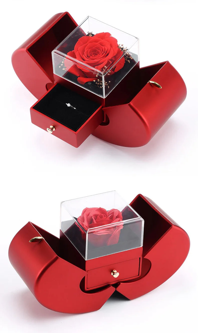 Luxury Red Zircon Pendant Necklace With Apple Gift Box Fashion Jewelry For Women Girlfriend 2023 New Romantic Christmas Gifts