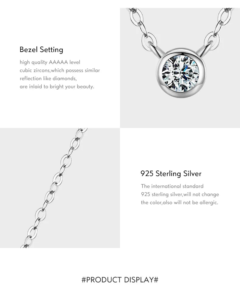 925 Sterling Silver Simple 4mm Zircon Link Chain Pendant Necklace Fine Jewelry Fashion Choker Necklace For Women