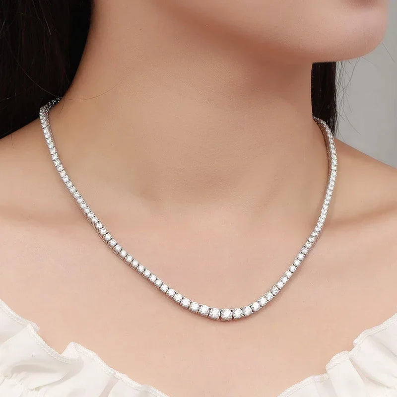 3 Claw 0.4CT 4.5mm Gradient Full D Color Moissanite Diamond Tennis Necklace for Women 925 Silver GRA Certified Neck Chain