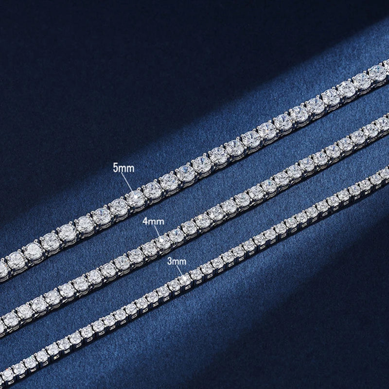 Real 2.5/3/4/5mm Full Moissanite Tennis Necklace for Women 925 Sterling Silver Diamond Neck Chains Necklaces Fine Jewelry