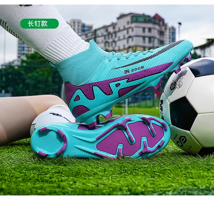 Fashion Pink Soccer Shoes Men's  Professional Lightweight Sock Football Boots Outdoor Non-slip Original Football Cleats Sneakers