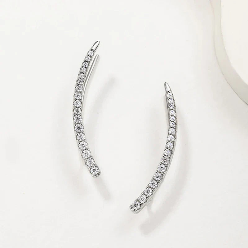 Trendy Test Passed Full Moissanite Smile Stud Earrings for Women Wedding 100% 925 Silver Sparking Party Bridal Jewelry