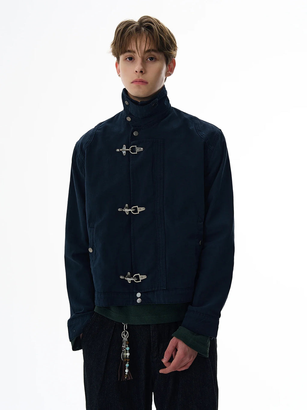 Retro Black Gothic High Street Airplane Buckle Jacket for Men and Women Korean Fashion Y2k American Retro Casual Jacket