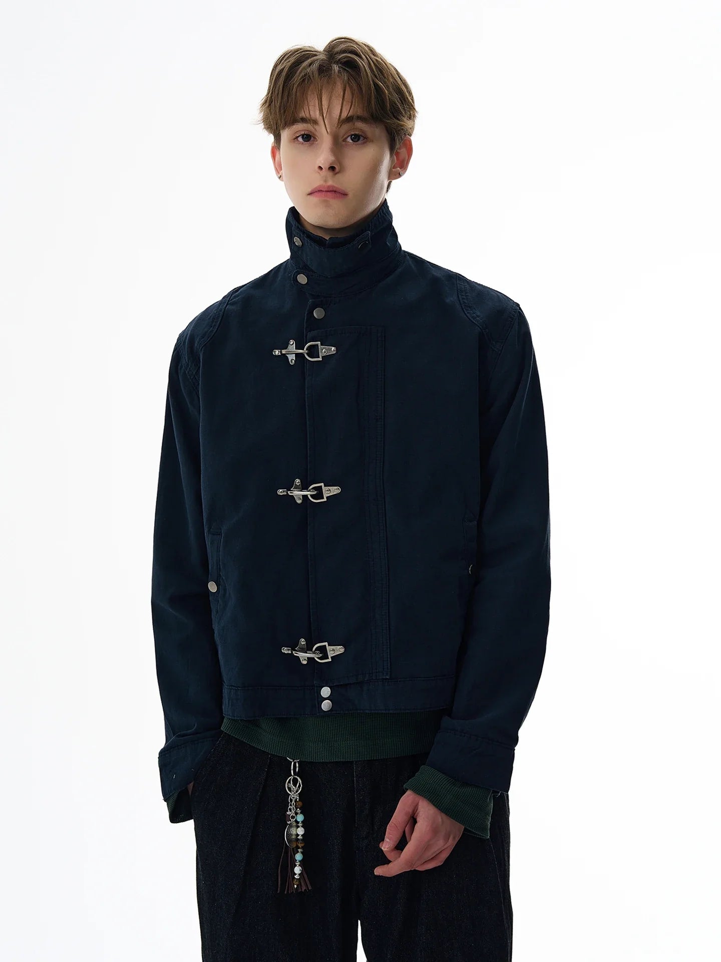 Retro Black Gothic High Street Airplane Buckle Jacket for Men and Women Korean Fashion Y2k American Retro Casual Jacket