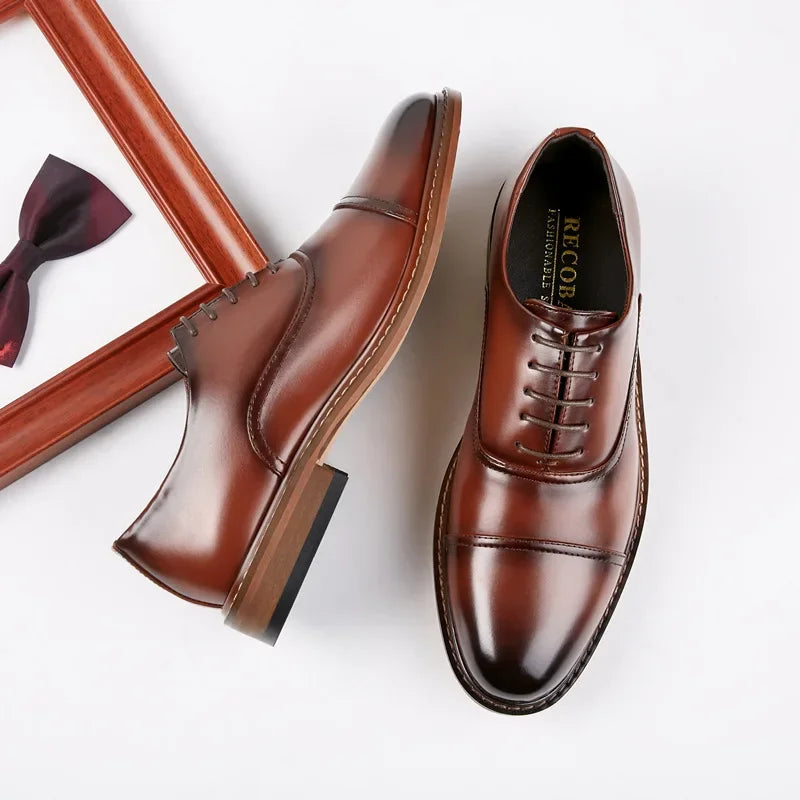 Office Men's round Toe Business Shoes Summer 2024 Formal Leather Oxford Derby Korean Style Wedding Single Shoes Microfiber