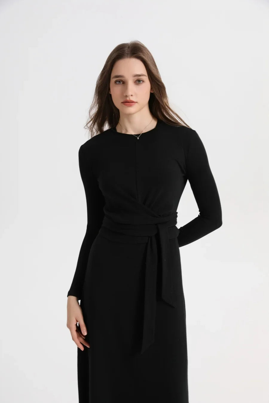 2025 summer ribbing closed-fit wrap tops + Aline dress high Stretch matching sets