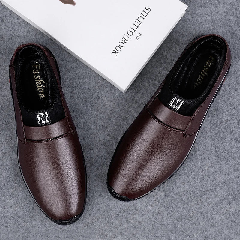 Upscale Genuine Leather Men Loafers Brown Black Cow Leather Penny Loafers Adult Office Career Mens Shoes Sneakers Driving Shoes
