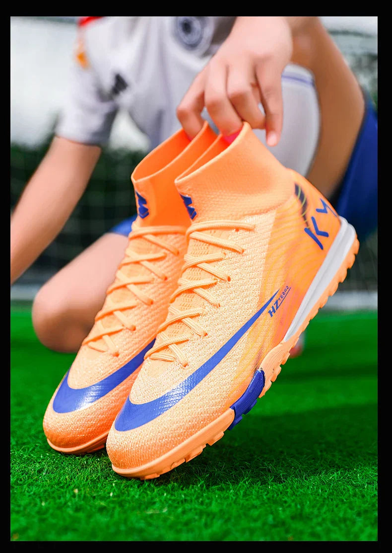 New Men Soccer Shoes Boys Cleats Adult Outdoor Breathable Football Boots Training Sport Long Spikes Non Slip Match Comfortable