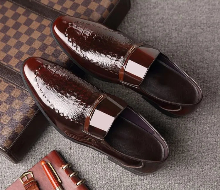 Men's Business Casual Leather Shoes Korean Style Pointed Toe Breathable Big Size Office Groomsmen Groom Wedding