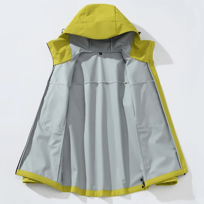Unisex Waterproof Windbreaker Jacket - Single-Layer Raincoat for Hiking, Camping - Certified Moderate Rain Protection