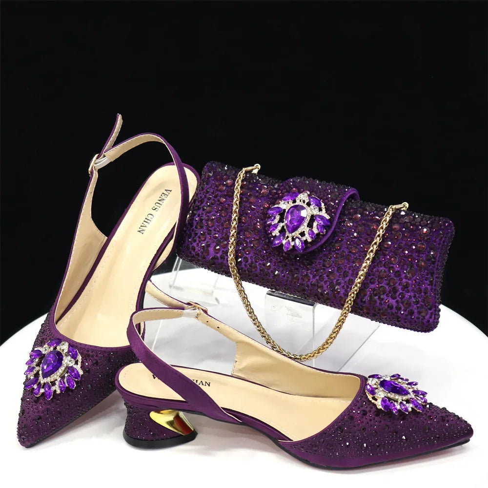 Hollow Design Women Shoes Matching Bag in Champagne Color Mature for Party