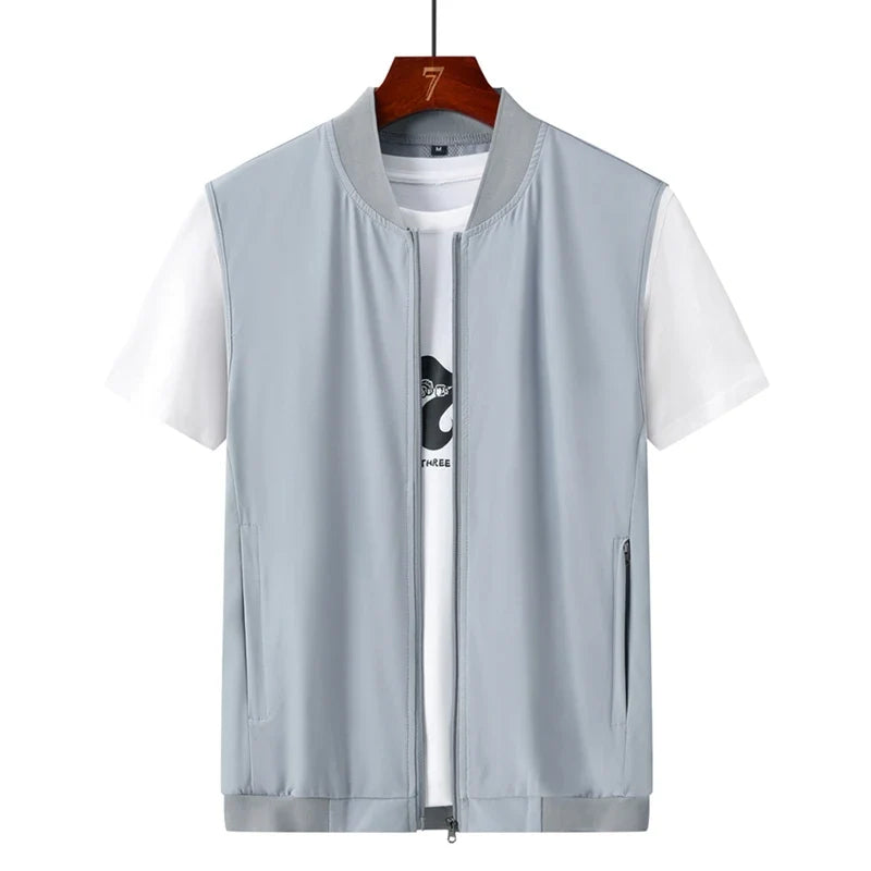 Summer Ultra-Thin Men's Vest Sleeveless Shoulders Quick Drying Breathable Jacket Outdoor Climbing Fishing Leisure Undershirt