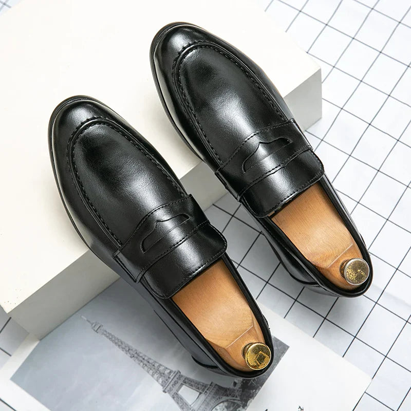 Mens Dress Wedding Fashion Office High Quality Leather Comfy Business Formal Italy Driving Loafers Shoes for Men Plus Size 38~48