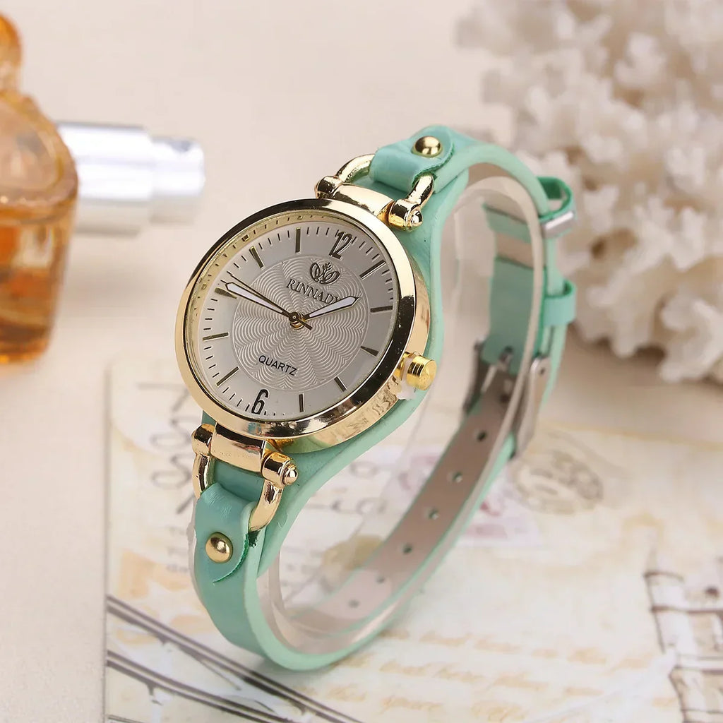 Vintage Ultra-thin Leather Strap Women Quartz Watch Fashion Ladies Wristwatches Clock Gift Reloj Mujer