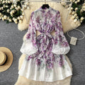 Spring Holiday Gorgeous Flower Organza Dress Lantern Long Sleeve