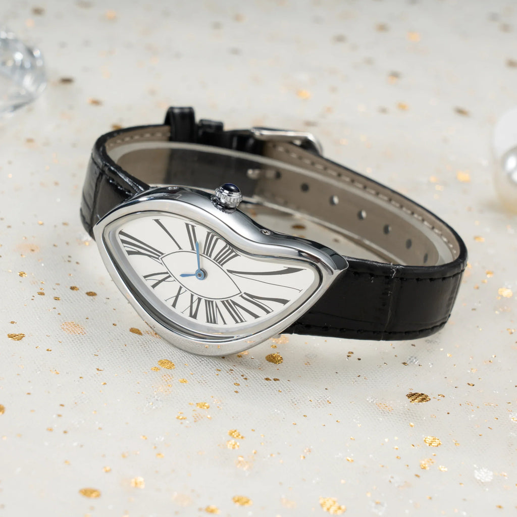 Medieval alien watches melt and twist y2k alien ladies and men Leather strap fashion advanced ins niche design quartz watch