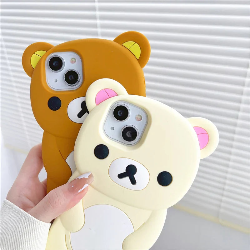 For iPhone 17 16 15 14 13 12 11 Pro Plus mini Max Xs XR 6 7 8 SE Silicone Rilakkuma Bear Soft Cover Case