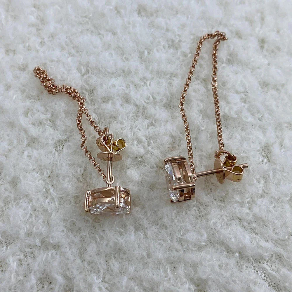 0.5/1carat Marquise Cut Moissanite Chain Earrings for Women Pear Cut Solitaire Lab Diamond Stud/Drop Earring 925 Silver with GRA