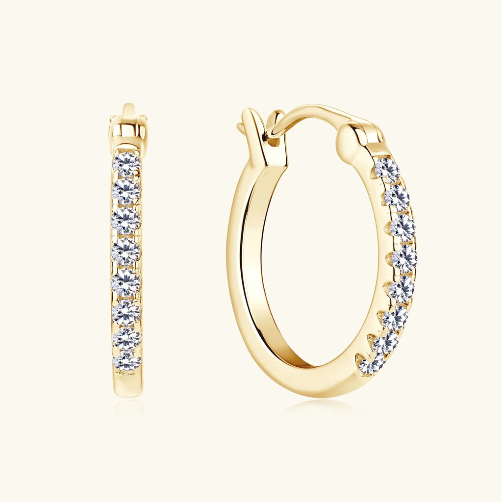 Hoops 1.8mm Moissanite Earrings For Women Real 925 Sterling Sliver Plated Yellow Gold Hoop Earring Fine Jewelry Christmas Gifts
