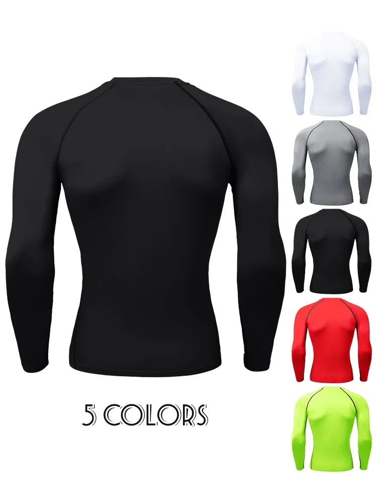 Compression Shirts Men's Rashguard Quick Dry Gym Fitness Shirts Spring Beach Surfing Athletic Sport Running Workout Tops Tees