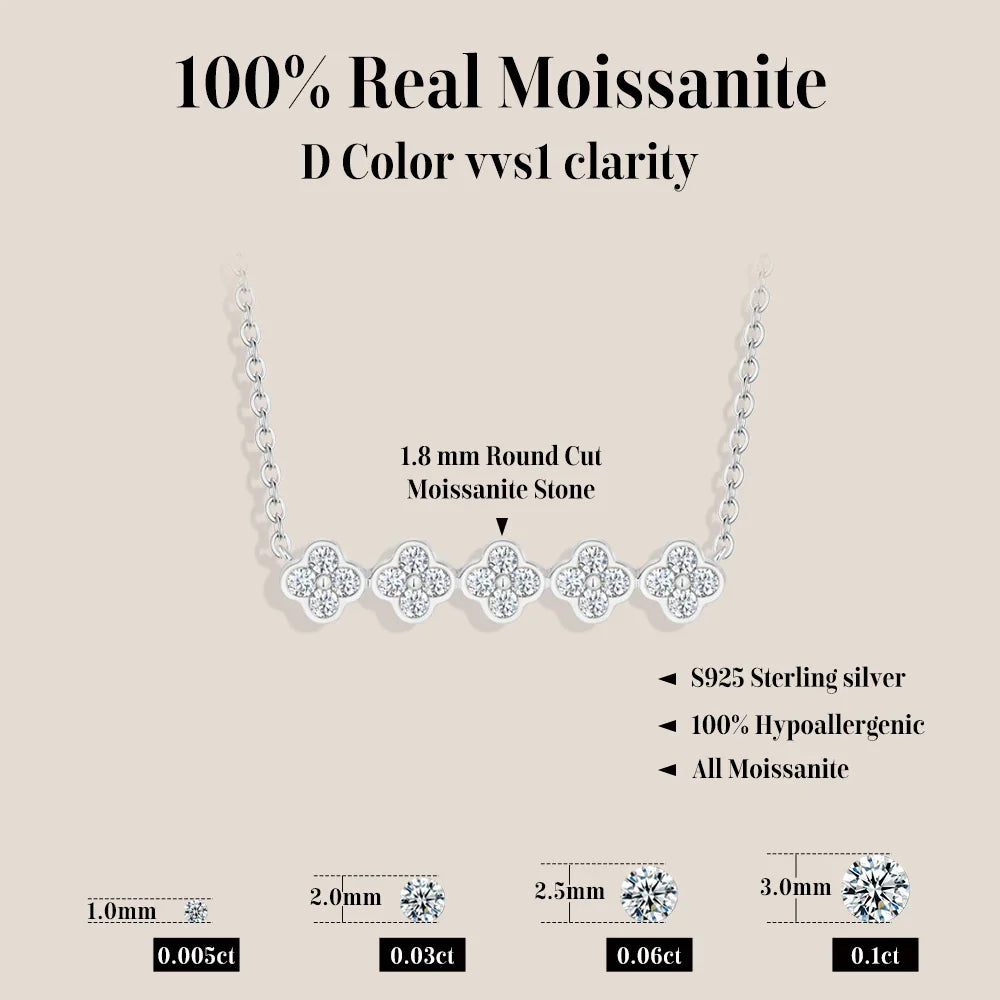 Original New Five flower Moissanite Necklace for Women 925 Sterling Silver Fine Necklace Engagement Gift Wedding Jewely