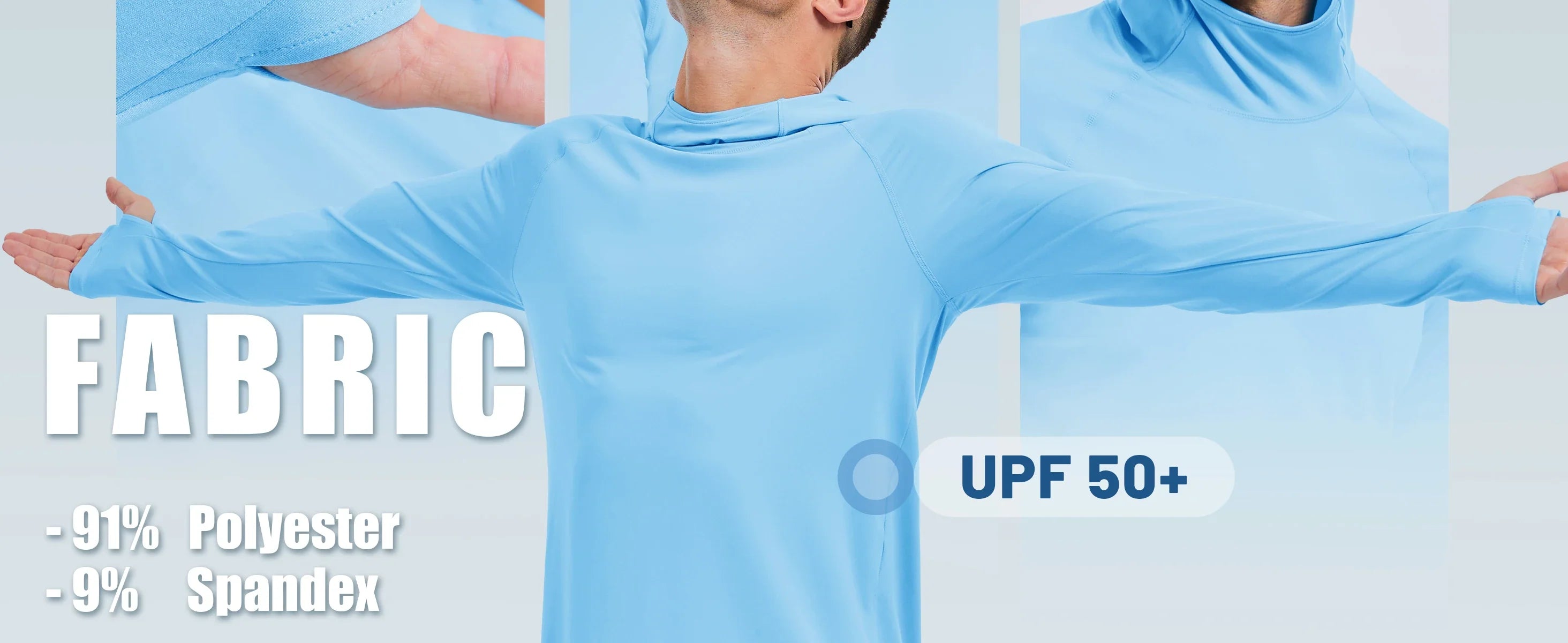 Men's Rash Guard Sun Hoodie Long Sleeve UPF 50+ Sun Protection SPF Quick Dry Hiking Swim Fishing Shirt