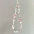 Cute Sanrio Hello Kitty Cat Pink Phone Chain Beaded Chain Keychain Jewelry Camera Hanging Rope Cartoon Kitty Phone Strap Gift