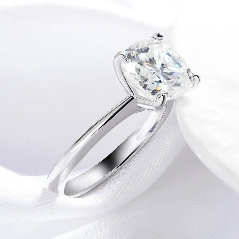 1CT 2CT 3CT 3.5CT 5CT Cushion Cut Moissanite Rings for Women Pass Diamond Test 925 Sterling Silver Wedding Band Wholesale