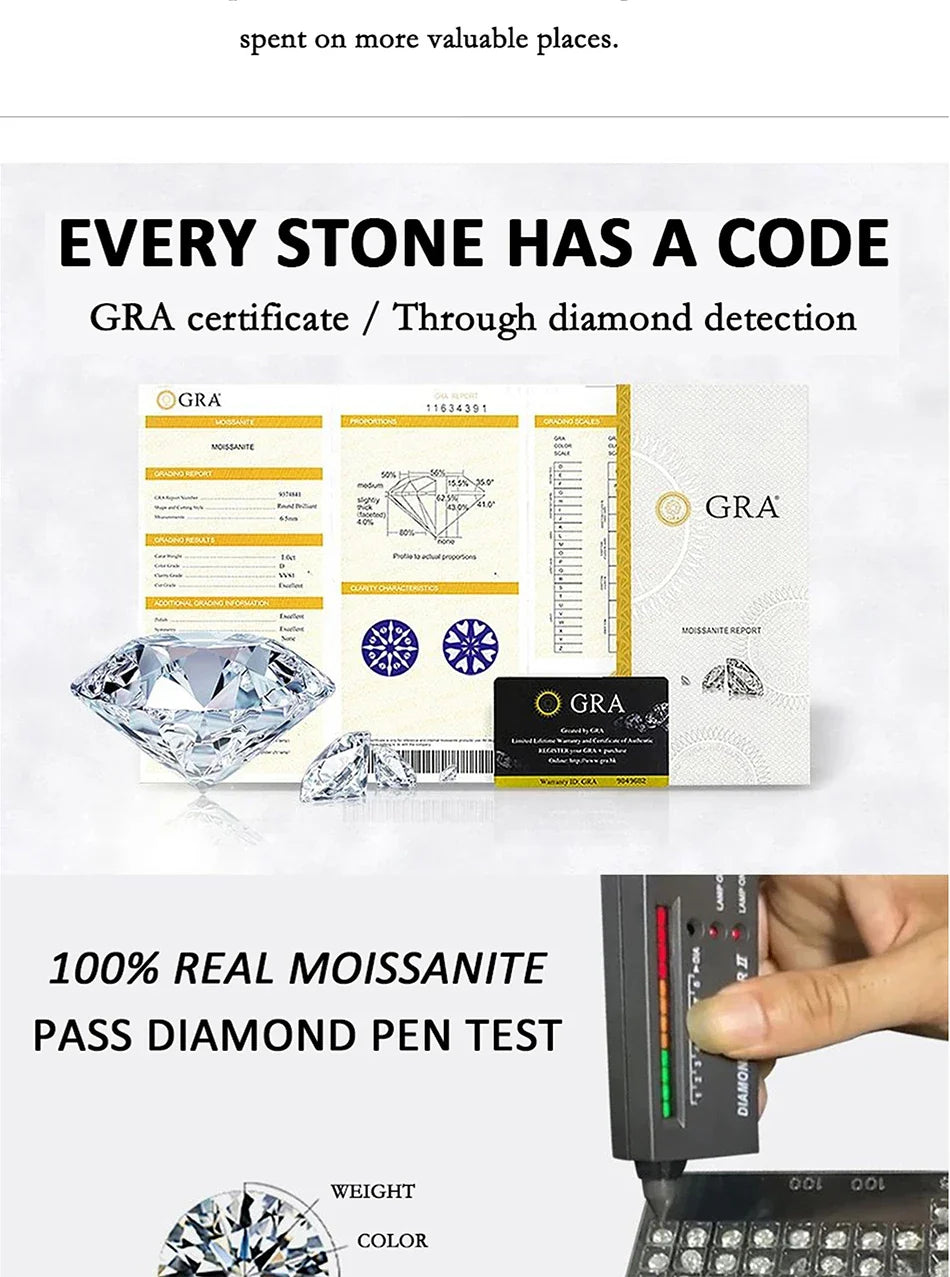 1-5 Carat Moissanite Necklace for Women S925 Pure Silver Diamond Classic Four Claw Pendant Wedding Jewelry