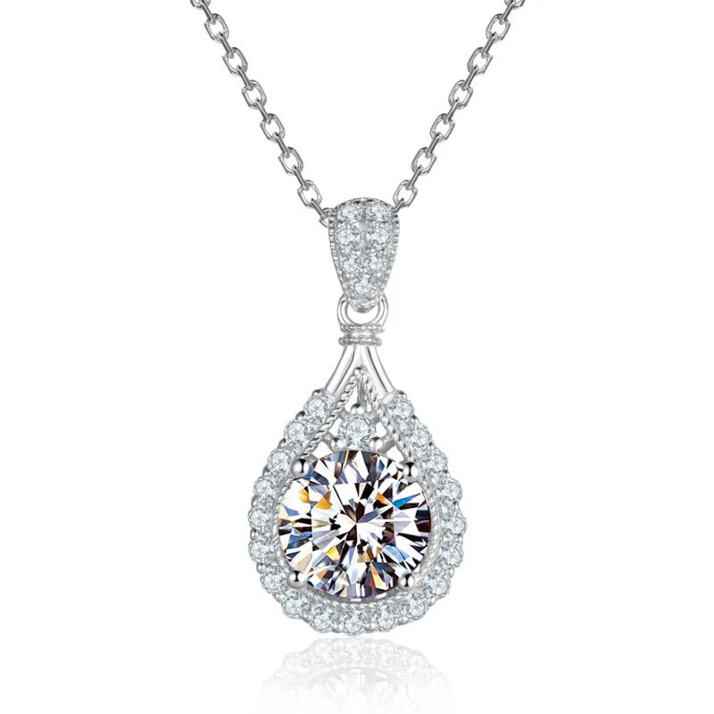 Luxury 925 Sterling Silver Real 5ct Moissanite Pendant Necklace for Women Anniversary Party Diamond Necklaces Fine Jewelry