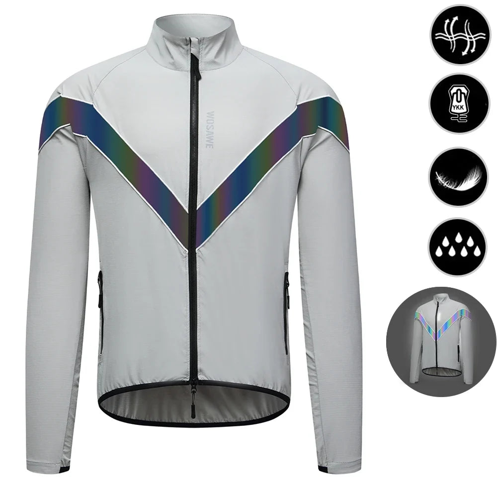 Reflective Cycling Jacket Winter Autumn Bicycle Windbreaker Bike Soft Windproof Waterproof Motorbike Jacket Men Coat