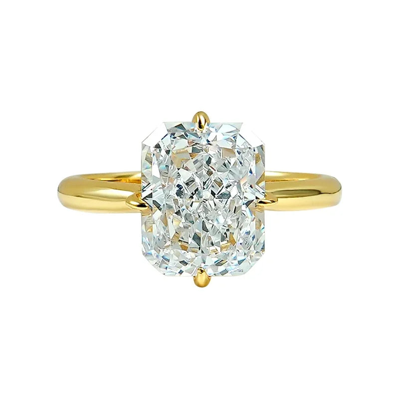 8 * 10 rectangular Redion 925 silver ring set with high carbon diamond daily diamond ring, niche and versatile for women