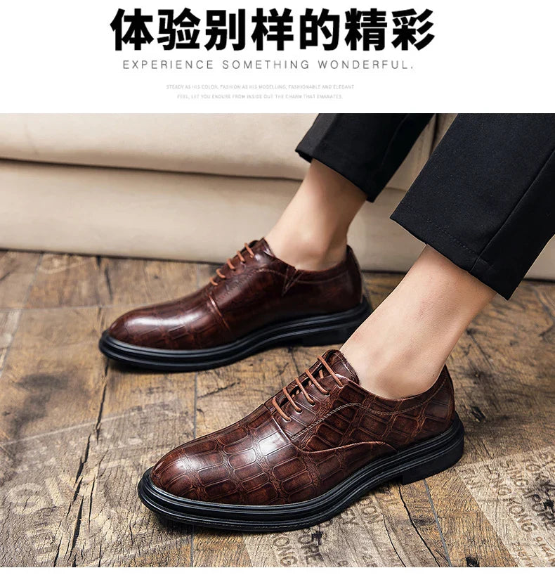 Men's Pointed Oxford Dress Shoes Leather Casual Office Wedding Shoes Gentleman Luxury High Quality 2026 Fashion