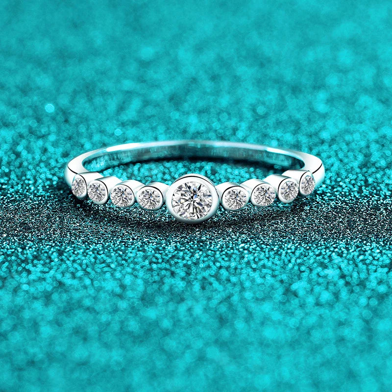 Full Moissanite Ring Engagement Rings for Women 925 Sterling Silver with White Gold Plated Wedding Promise Eternity Band