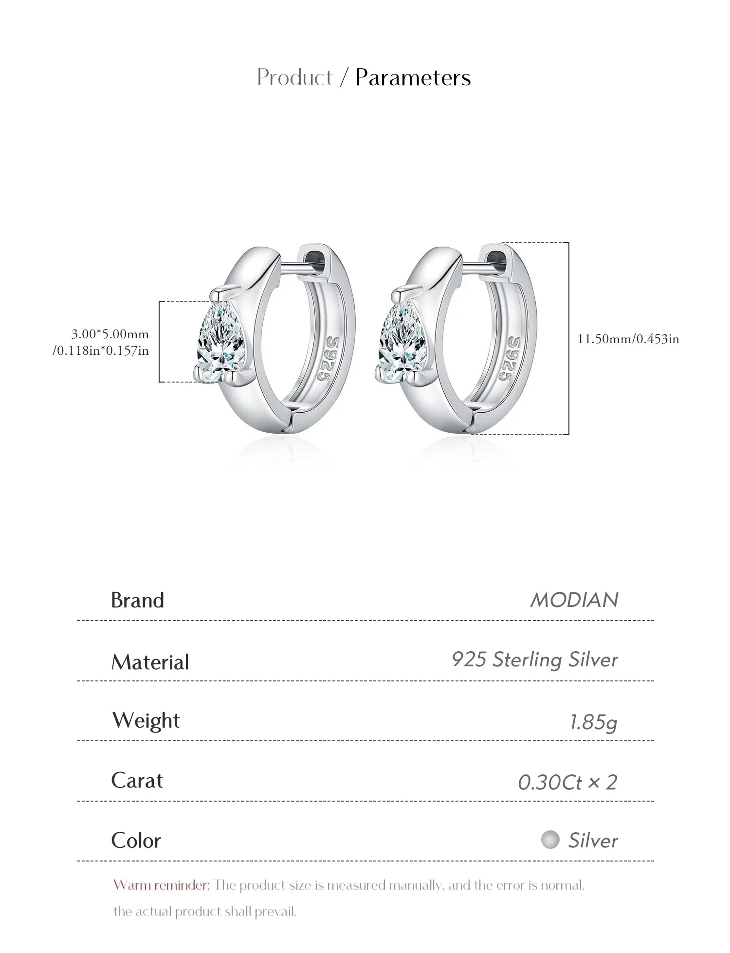 Water Drop D Color Moissanite Neutral Ear Buckle 925 Sterling Sliver Sparkling Hoop Earrings For Women Fine Jewelry