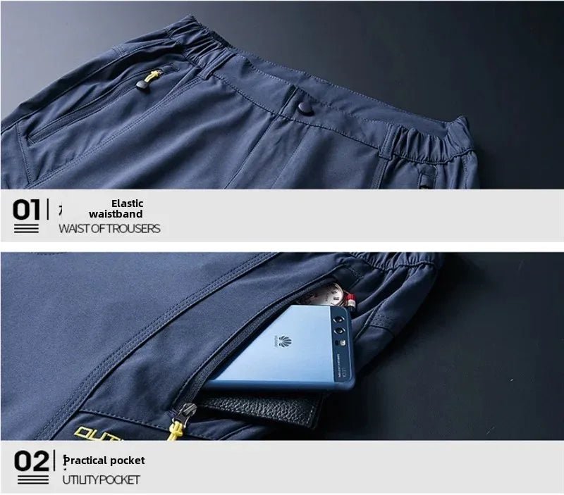 Outdoor Jacket Pants Sets Men Fleece Thermal Waterproof Windproof Hooded Jackets Hiking Military Trip Mountain Camping Clothes