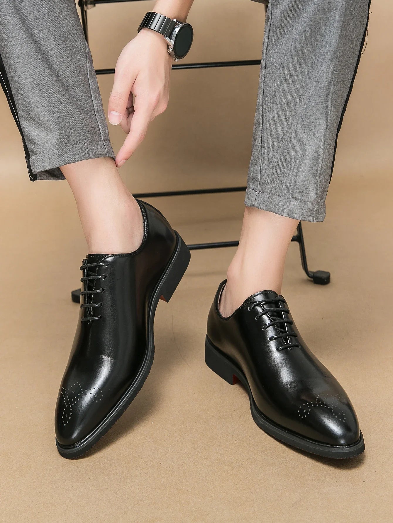 Men's Genuine Leather Dress Shoes Classic Oxford Soft Comfortable Lining Non-Slip Rubber Sole Business Office Formal Occasions