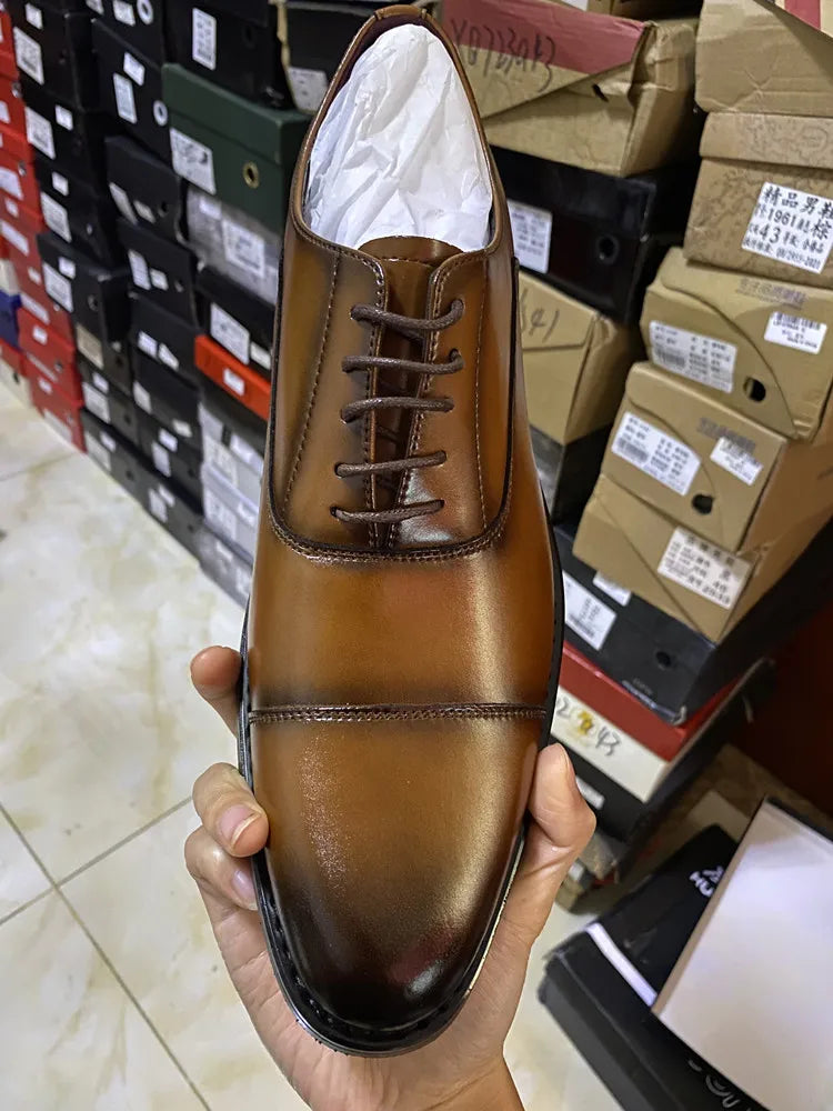 2023 High Quality Handmade Oxford Dress Shoes Men Genuine Cow Leather Suit Shoes Footwear Wedding Formal Italian Shoes Hot