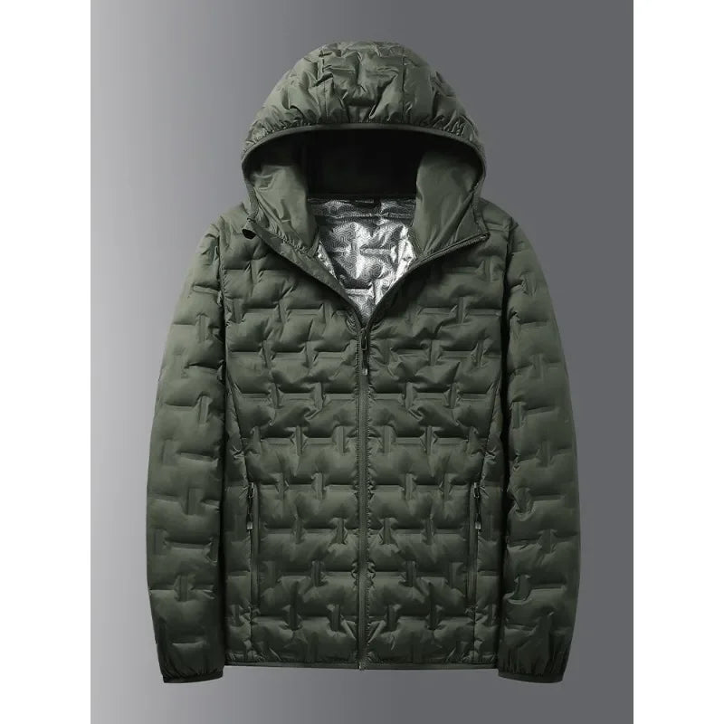 Winter White Down Jacket Men Graphene Self-heating Windproof Pleated Hooded Puffer Jackets Casual Warm Down Coats Male Clothing