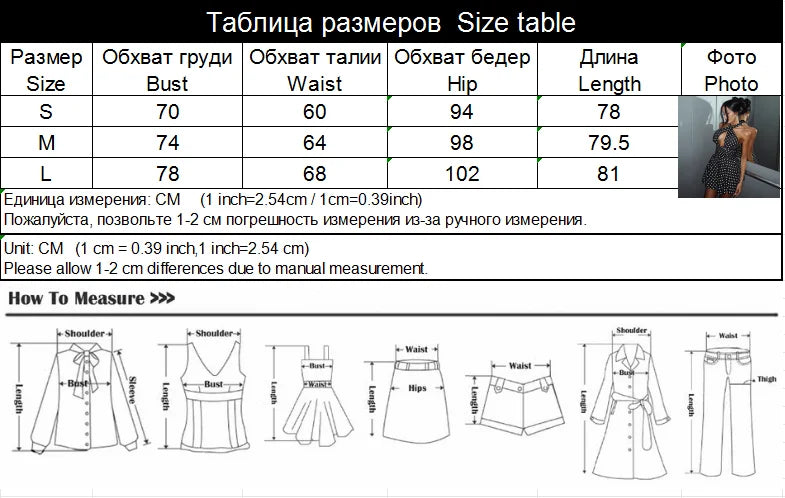 Hollow Out Backless Halter Lace-up Outfits Sheath Women Dresses A-Line Fashion Dot Prints Elegant Female Bodycon Sexy
